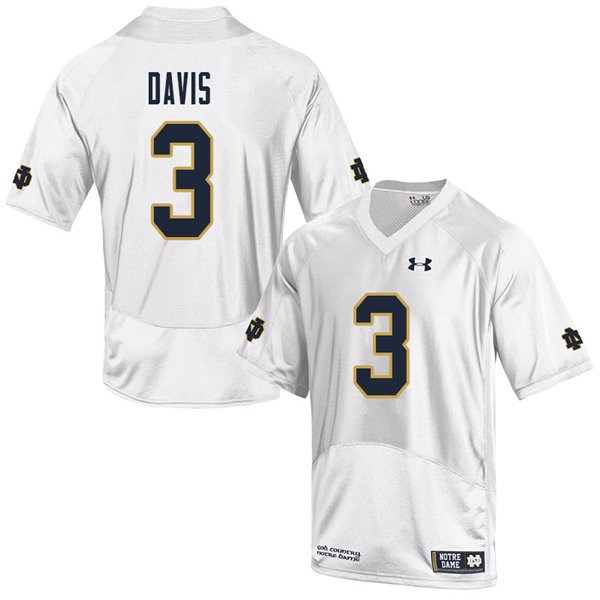 Men #3 Avery Davis Notre Dame Fighting Irish College Football Jerseys Sale-White